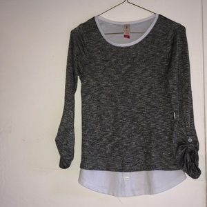 Sweater with false blouse underneath